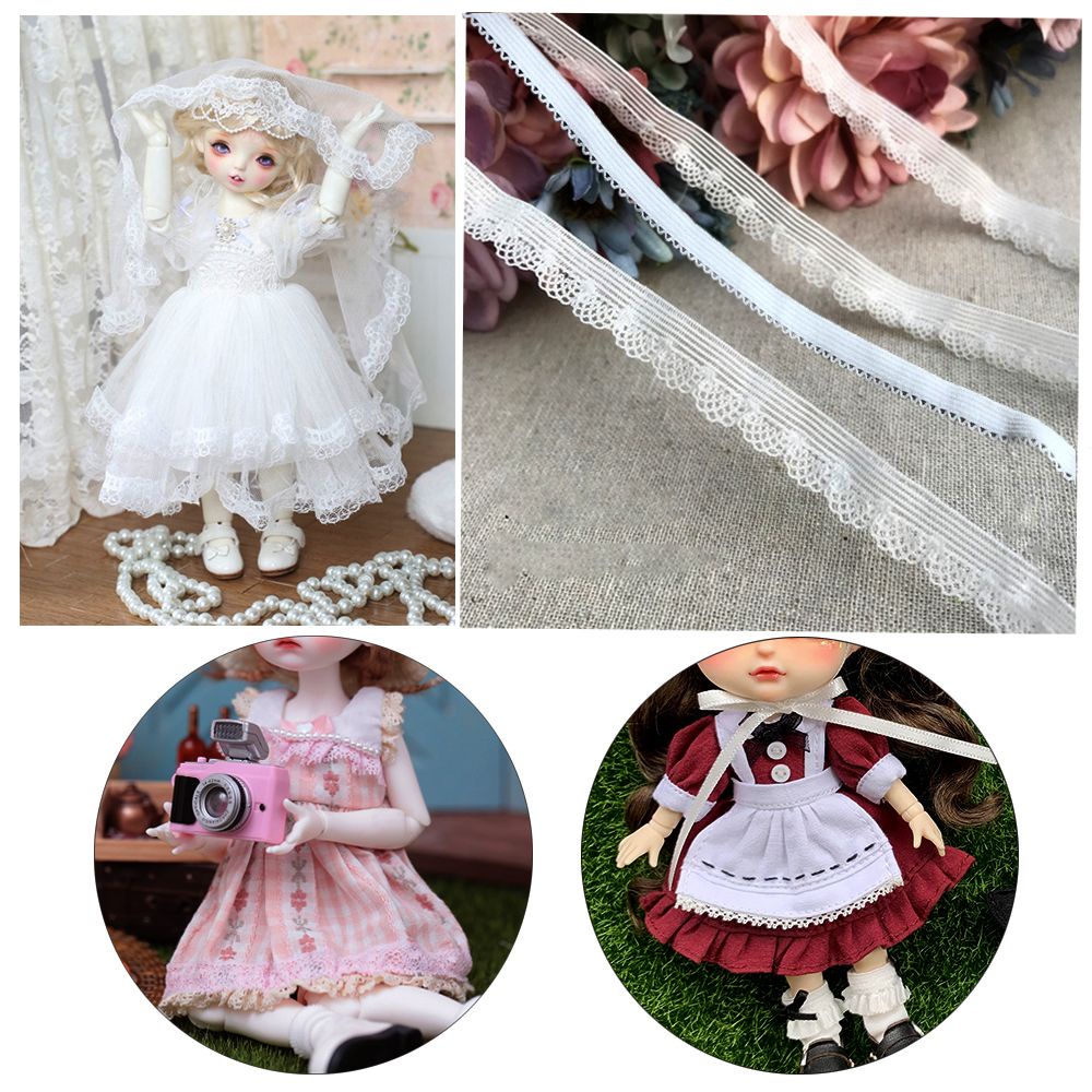 Dây ruy băng ren trắng co giãn dùng may trang trí quần áo búp bê thủ công chuyên nghiệp