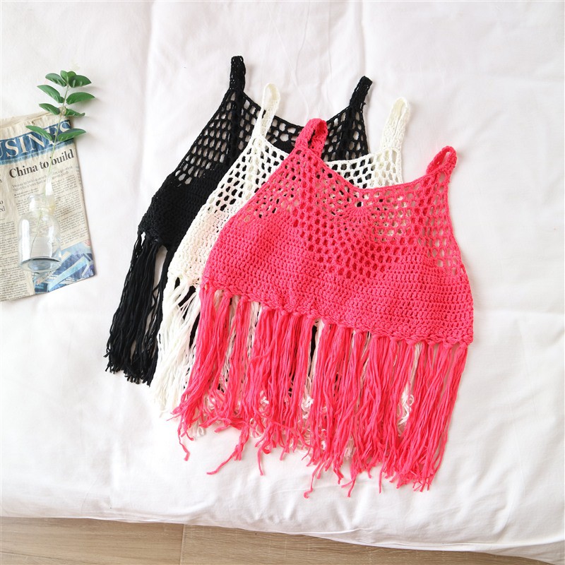 Áo Yếm Len Móc Tua Rua 3 Màu Mặc Đi Biển Siêu Xinh (kèm ảnh chi tiết vải) | BigBuy360 - bigbuy360.vn