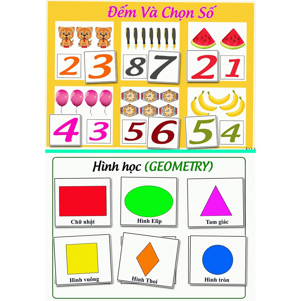 montessori - Bộ toán học F11 - Học liệu dính dán - Matching Book [Monsi Edu]