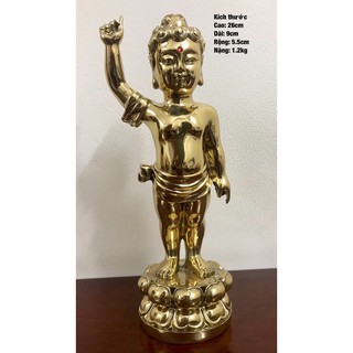 TƯỢNG ĐỨC PHẬT ĐẢN SANH BẰNG ĐỒNG, TƯỢNG PHẬT CHỈ THIÊN CHỈ ĐỊA CAO 22.5