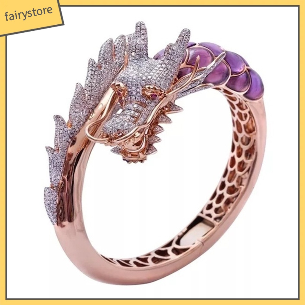 Nhẫn hợp kim hình rồng đính đá cá tính thời trang cho nữ