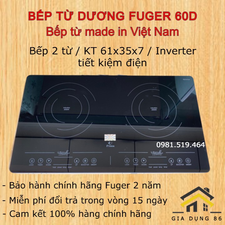 Bếp từ đôi dương Fuger 60D / Công nghệ inverter tiết kiệm 30% điện năng / Bếp từ dương / Bảo hành chính hãng 2 năm