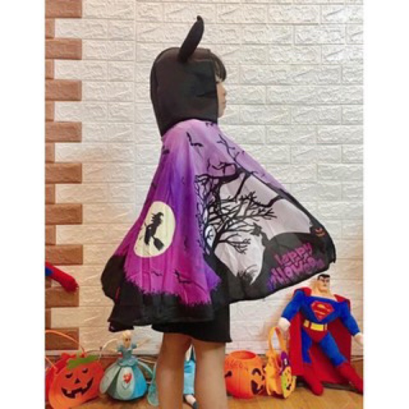 Bộ choàng sừng tiểu quỷ in hình 3D hoá trang cosplay HALOWEEN/áo choàng tiểu quỷ
