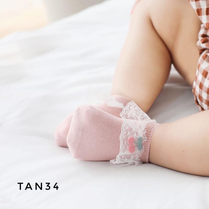 Tất cổ ngắn nơ cherry TAN34 cho bé