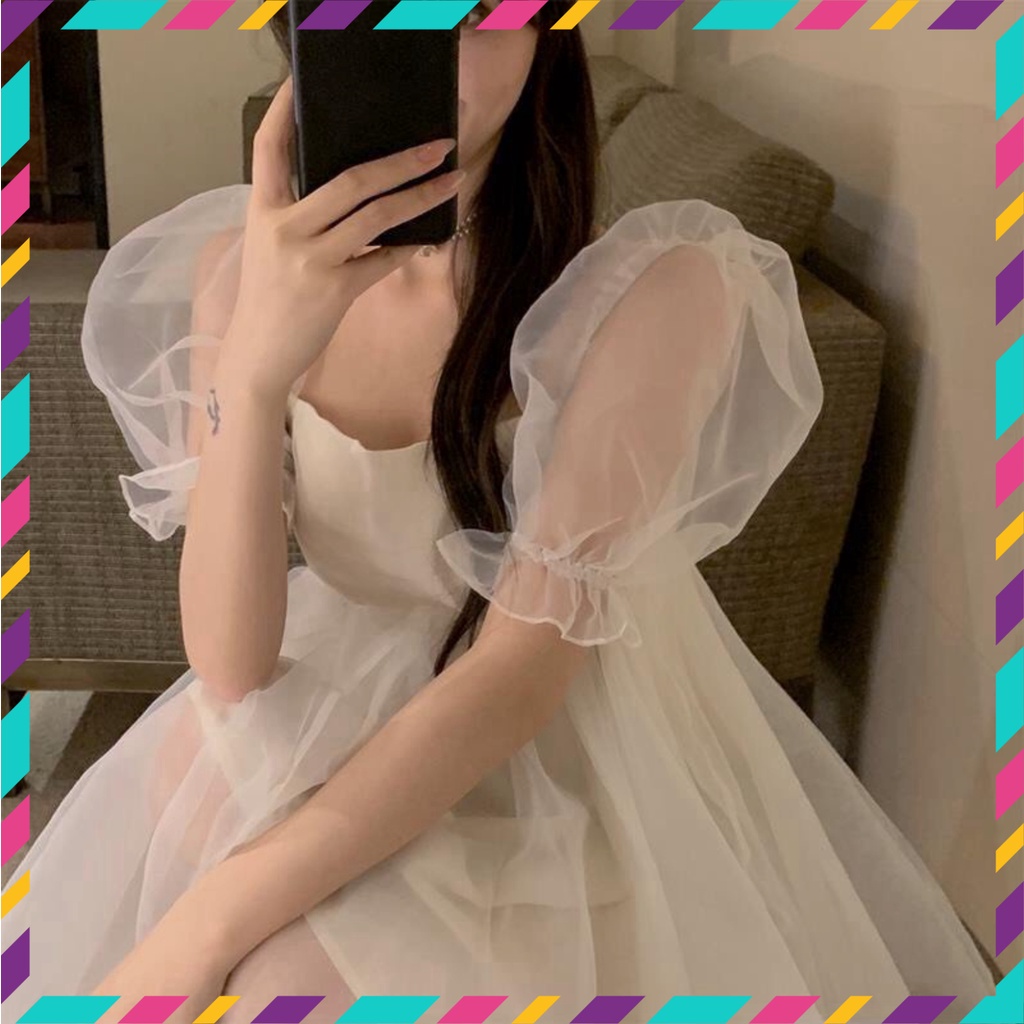 Váy Nữ, Váy Babydoll Voan Tay Phồng Style Tiểu Thư Công Chúa, Vải Voan Tơ 2 Lớp Tay Phồng | BigBuy360 - bigbuy360.vn