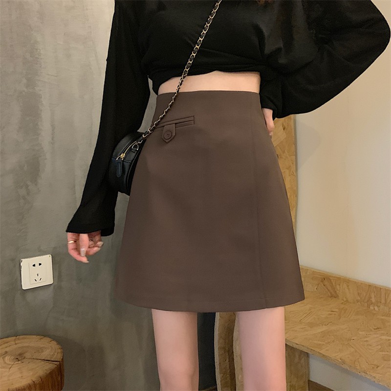 Chân Váy Chữ A Eo Cao Thiết Kế Đơn Giản Phong Cách Hàn Quốc