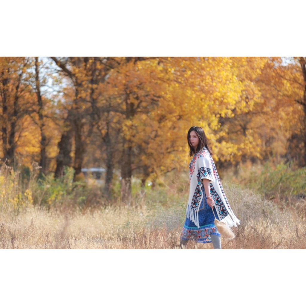 ÁO CHOÀNG BOHO KẾT HỢP LÀM KHĂN | CHẤT LEN HỌA TIẾT BOHO