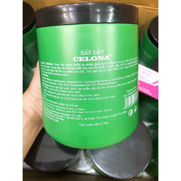 Hấp dầu Celona Collagen &amp; Keratin hương hước hoa 1000ml (Xanh Rêu)