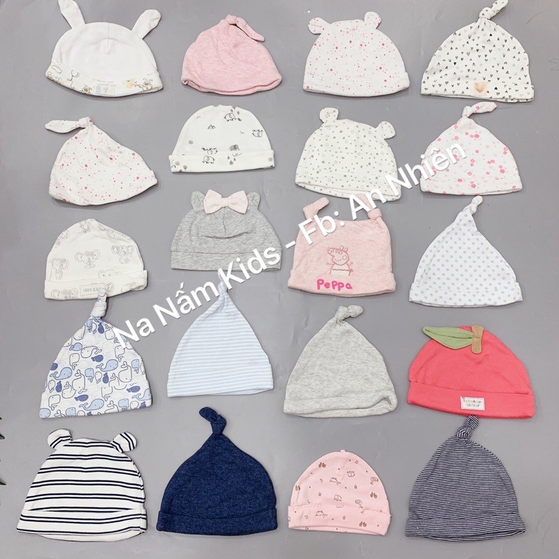 Set 3 mũ cotton xuất dư cho bé sơ sinh
