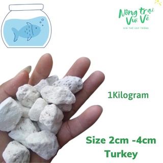 Đá nham thạch trắng vật liệu lọc cho bể cá size 2cm-4cm ( Đá lông vũ )