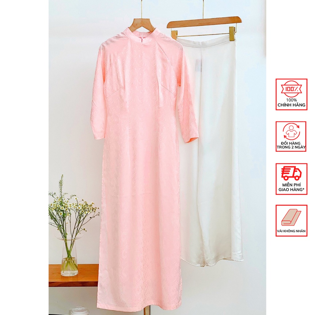 Áo Dài FOR HER Hoạ Tiết Sóng Hồng AD01465