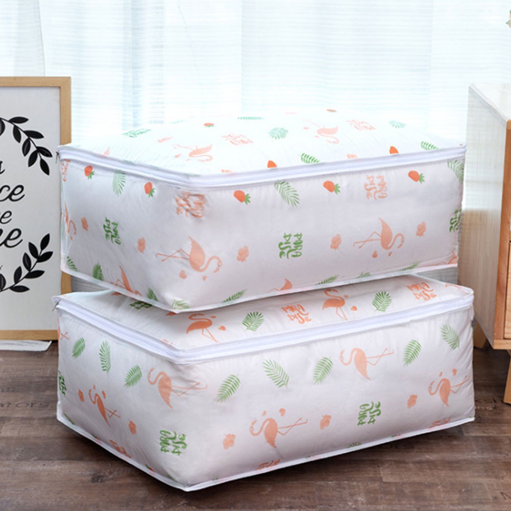 Túi Đựng Quần Áo/Chăn Mền Bằng PEVA Dày Trong Suốt In Họa Tiết Xinh Xắn Tiện Dụng