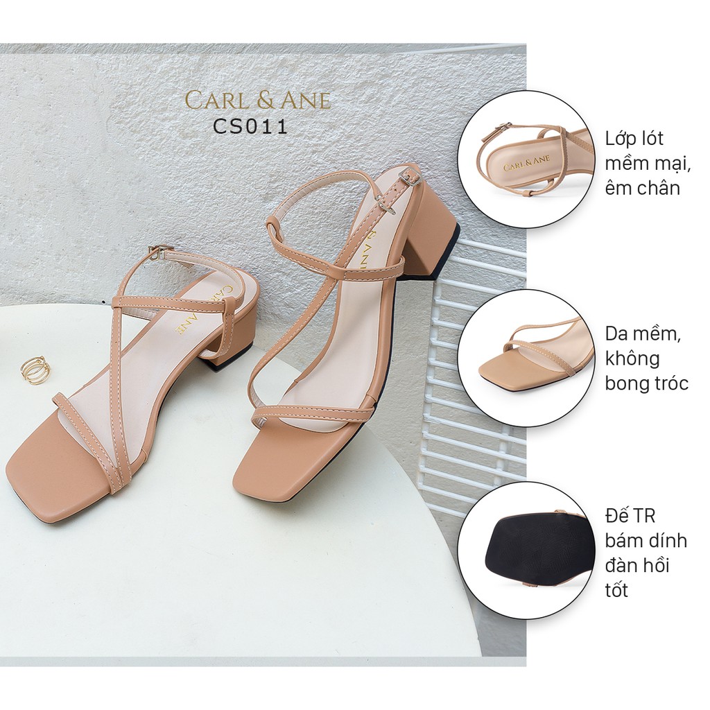 Carl &amp; Ane - Giày sandal cao gót phối dây quai mảnh cao 4cm màu nude _ CS011