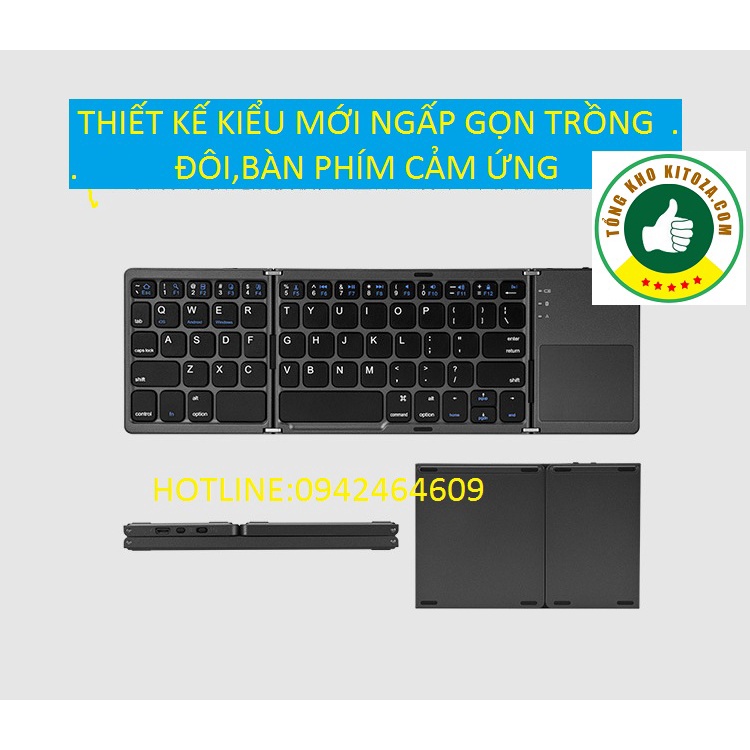 Bàn phím không dây gấp 3 rút gọn Bluetooth điện thoại-ipad-laptop cao cấp-bảo hành 12 tháng