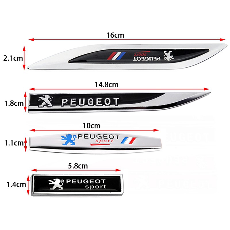 Set 2 miếng dán kim loại chữ in cho xe Peugeot 307 207 408 208 301 3008 2008