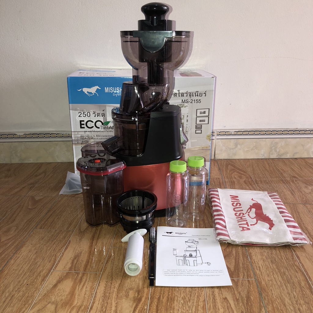 Máy ép trái cây, Máy ép chậm Misushita xuất xứ Thái Lan bảo hành 12 tháng công suất 250W siêu bền ép kiệt bã tiện lợi