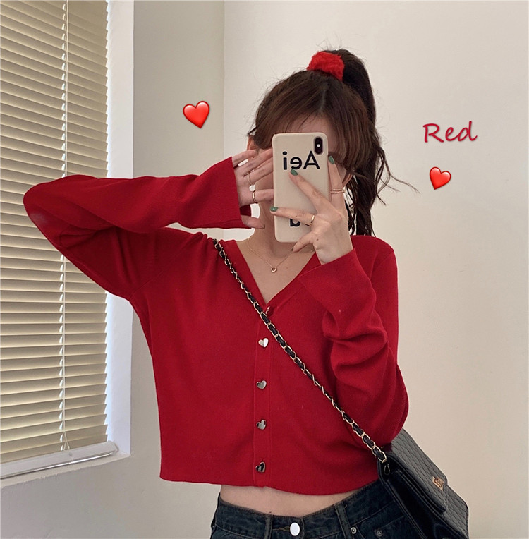 Áo Dệt Kim Nữ Tay Dài Cổ Chữ V Phong Cách Hàn Quốc