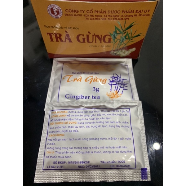 TRÀ GỪNG - làm ấm bụng, giảm đầy hơi, khó tiêu, buồn nôn