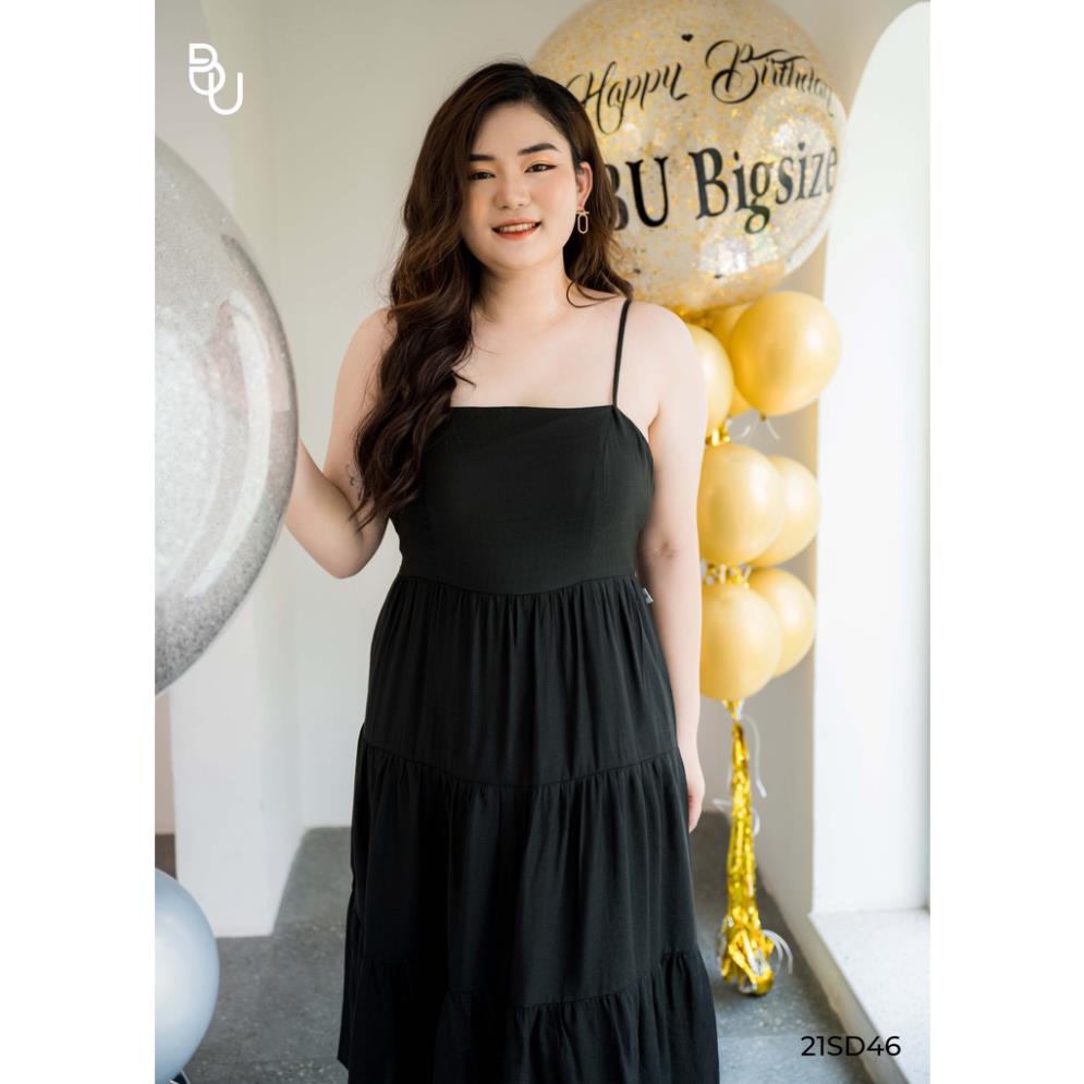 Đầm hai dây xòe 3 tầng BIGSIZE (55kg đến 95kg) - 21SD46 - [BUstu Bigsize]