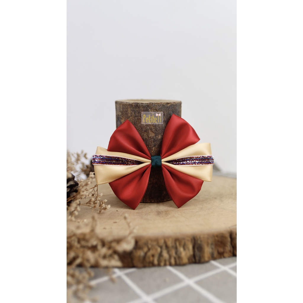 Mẫu nơ GIÁNG SINH - Ruy băng dệt sợi kim tuyến an toàn cho bé - Băng đô THUN cho bé từ 0 tháng - KẸP nơ bọc răng cưa