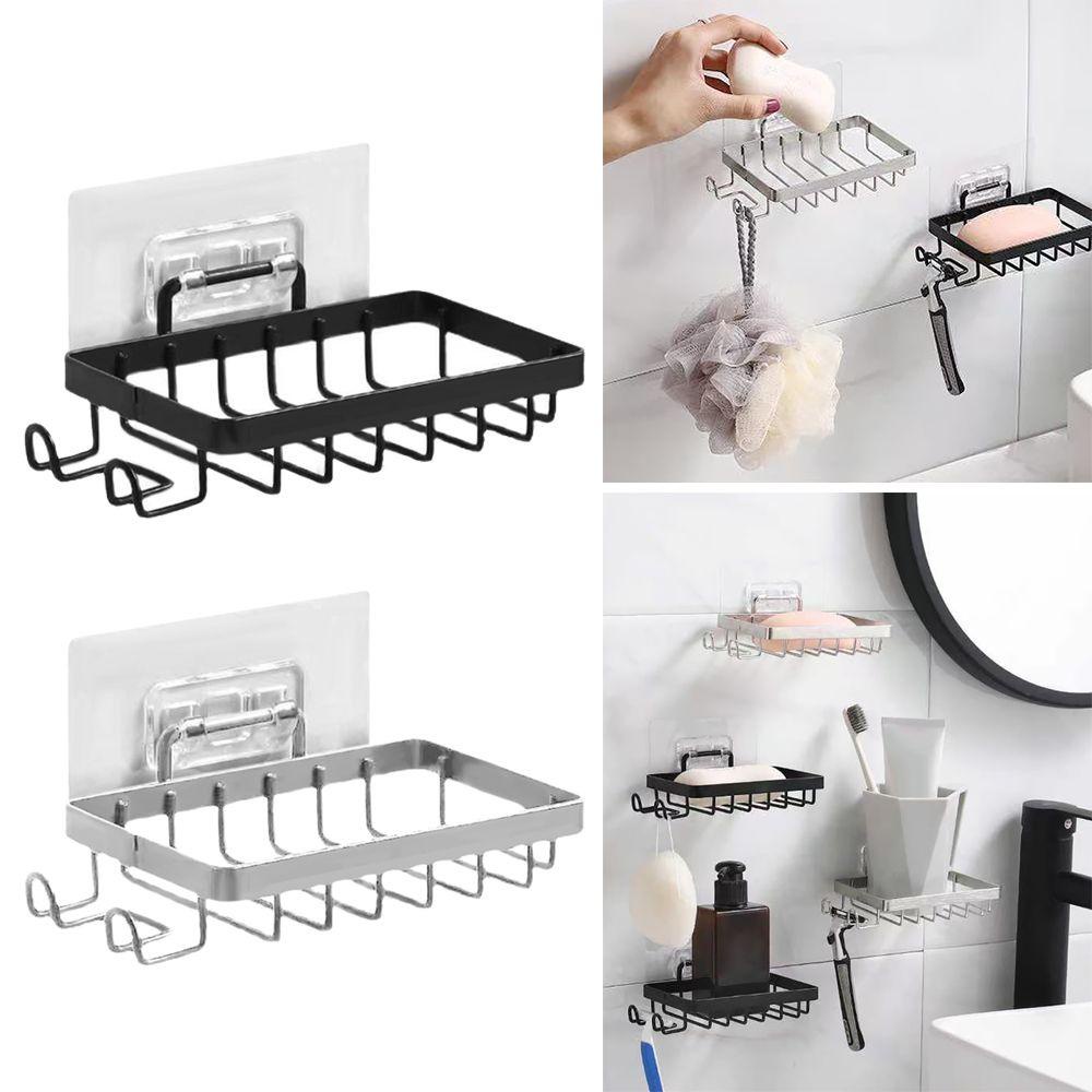 PISTA Khay Đựng Xà Phòng Gắn Tường Kèm Móc Treo Tiện Dụng