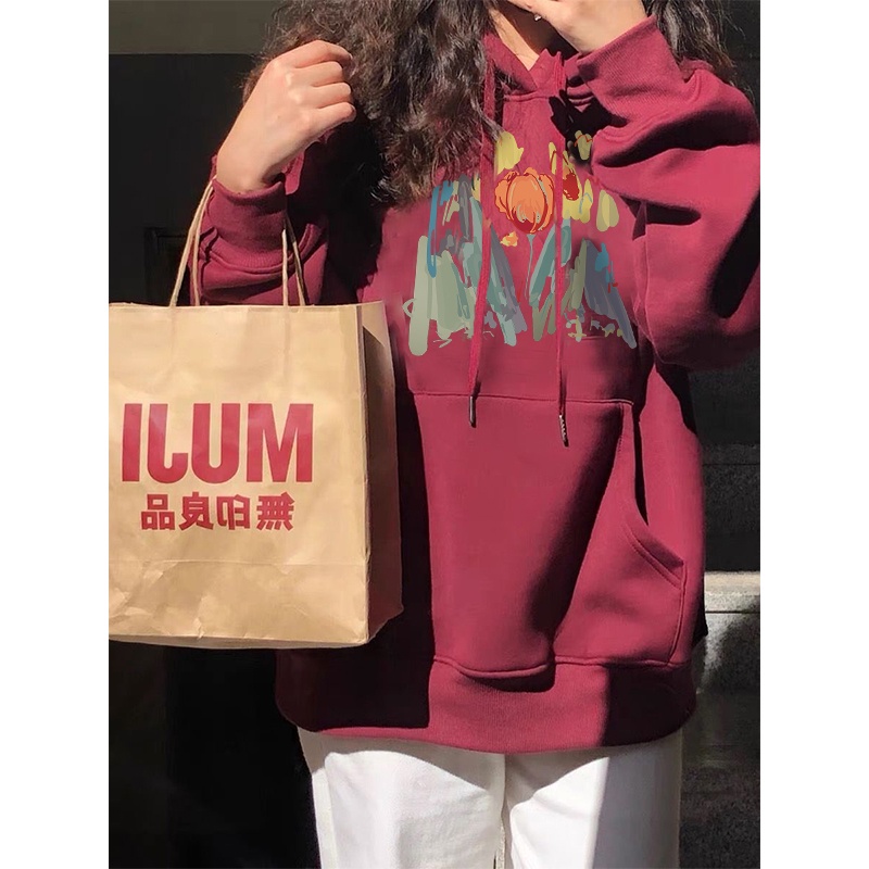 Áo Hoodie Tay Dài Dáng Rộng Thời Trang retro Mỹ