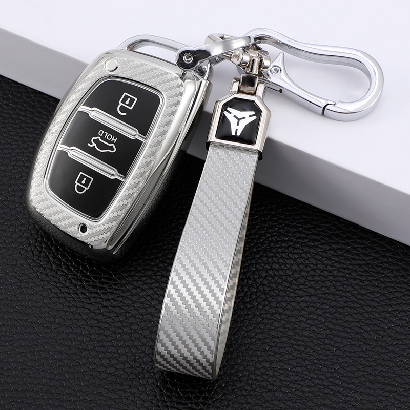 Vỏ Bọc Chìa Khóa Bằng Sợi Carbon Cho Xe Hyundai Creta I10 I20 Tucson Elantra Santa Fe
