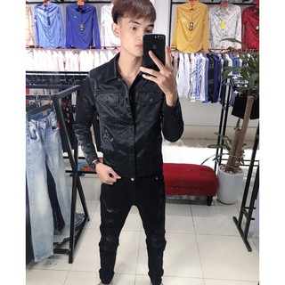 Áo khoác da nam - Dập vân chìm