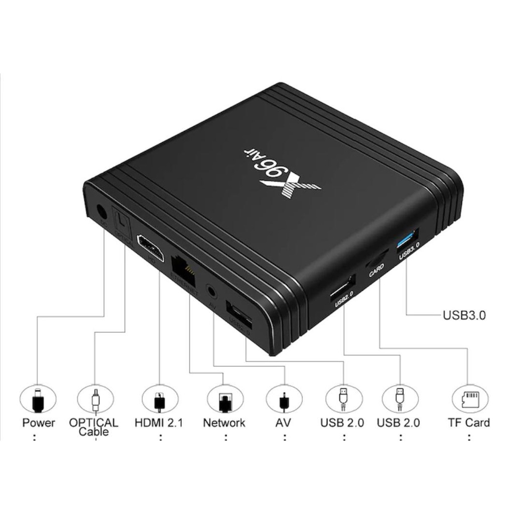 Android Tivi Box X96 Air 4G Ram 32G Rom Amlogic S905X3 chuột bay giọng nói cài đặt sẵn bộ ứng dụng giải trí