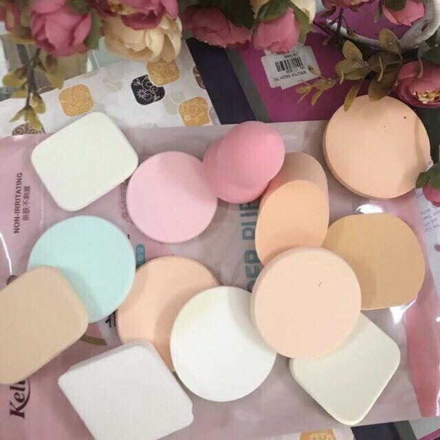 Mút trang điểm KELI 6 món set mút trang điểm tán kem phấn nền KMTD2