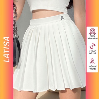 Chân váy xếp ly ngắn tennis chữ a lưng cao trắng đen có quần trong LATISA CV04