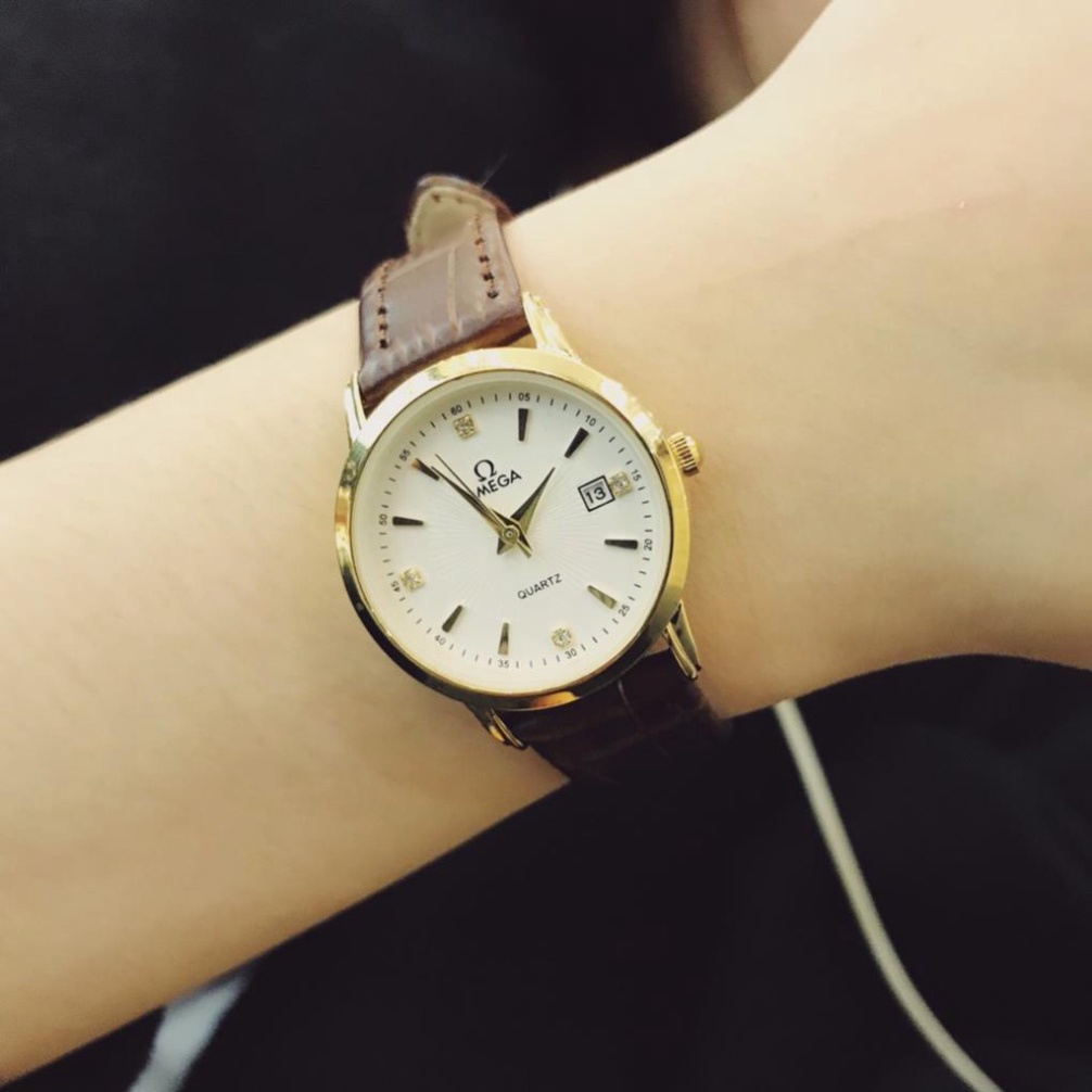 Đồng Hồ Nữ Omega OM075 TRẮNG Chống Xước, Chống Nước đồng hồ thật giá trị thật