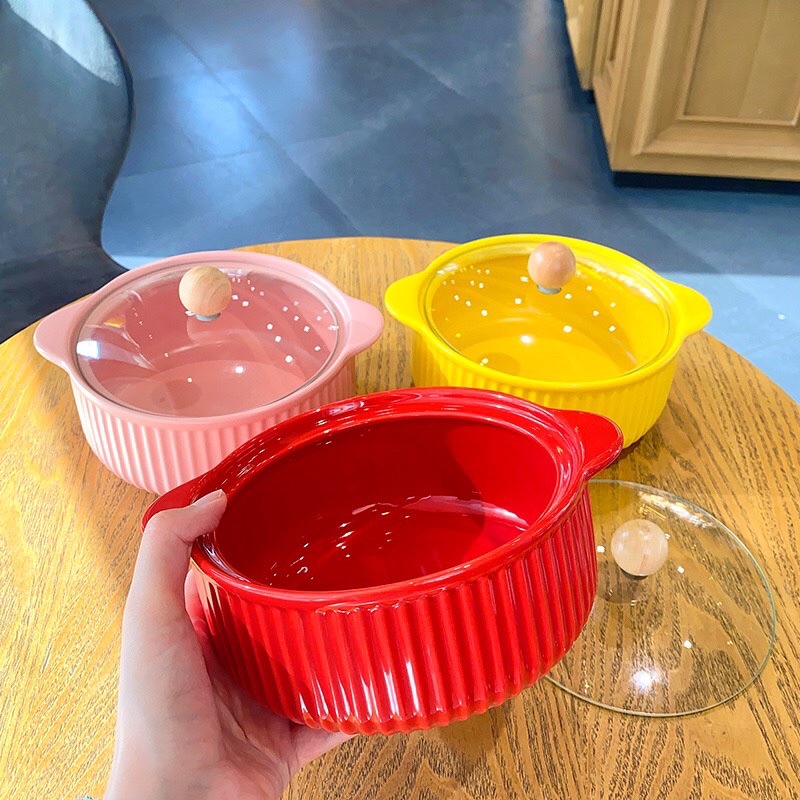 Bát Đĩa Sứ , Bát Ăn Cơm, Bộ Chén Dĩa Dễ Thương, Đĩa Sứ Decor Đẹp Cao Cấp Bộ bát đĩa Màu đỏ xinh yêu 2