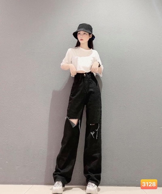 [Mã 44FASHIONSALE492 giảm 10K đơn 50K] QUẦN JEANS DÁNG SIÊU DÀI RÁCH DÁNG XUÔNG- [hình thật | BigBuy360 - bigbuy360.vn