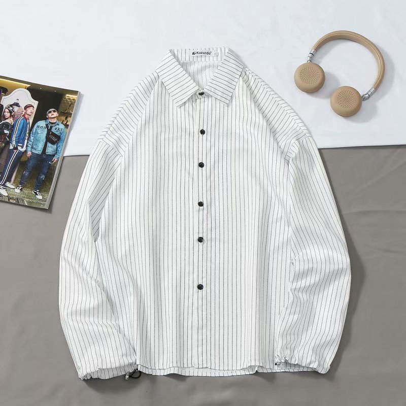 New real shot fashion pinstripe simple design casual long sleeve shirt | BigBuy360 - bigbuy360.vn