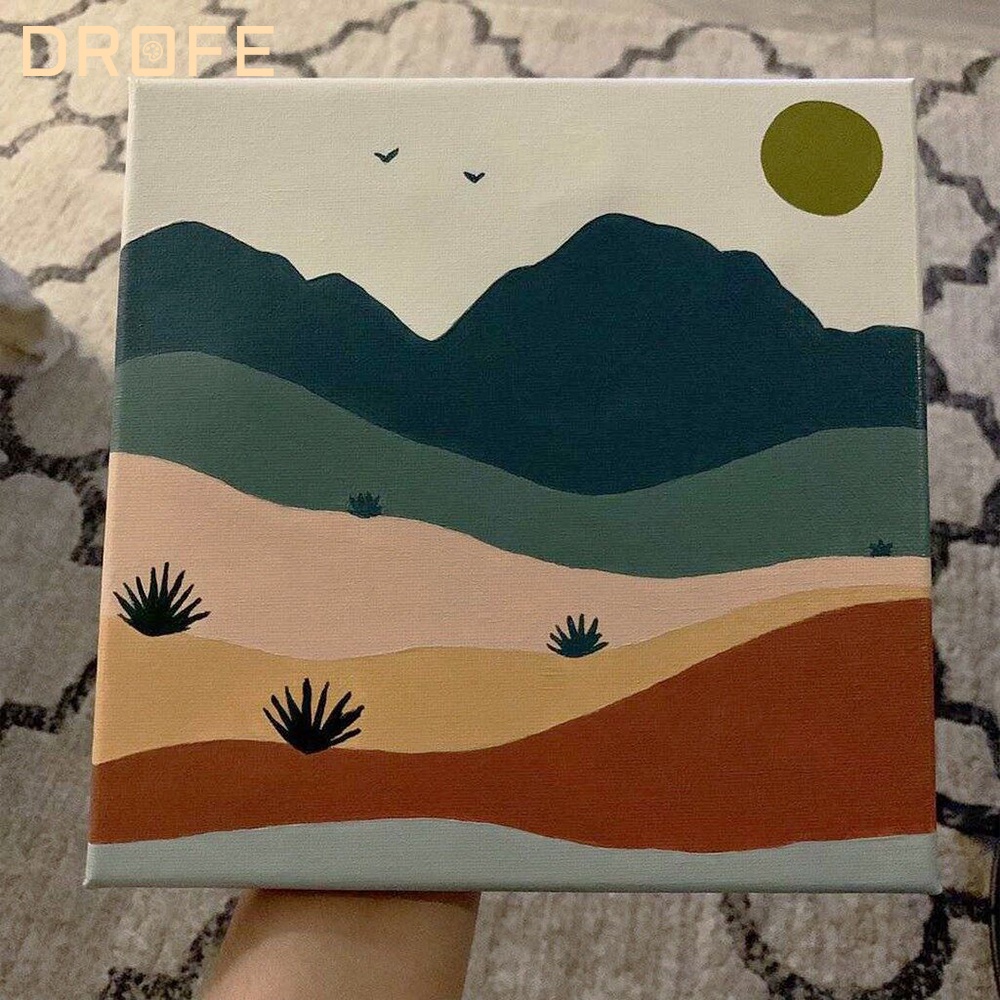 Bộ tranh vải canvas DROFE 20x20cm /30x30cm tự vẽ hình vũ trụ trang trí nhà cửa