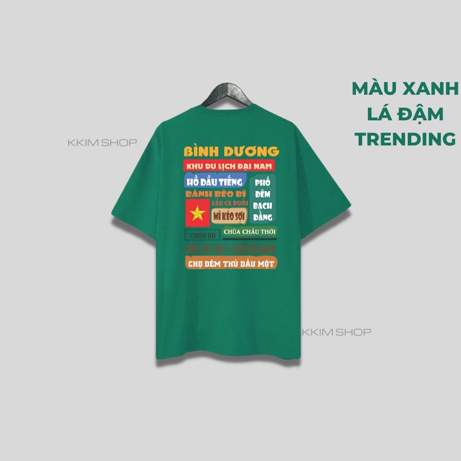 Áo thun tay lỡ BÌNH DƯƠNG, Áo phông 63 tỉnh thành Form rộng oversize, chất liệu Cotton KKIMSHOP