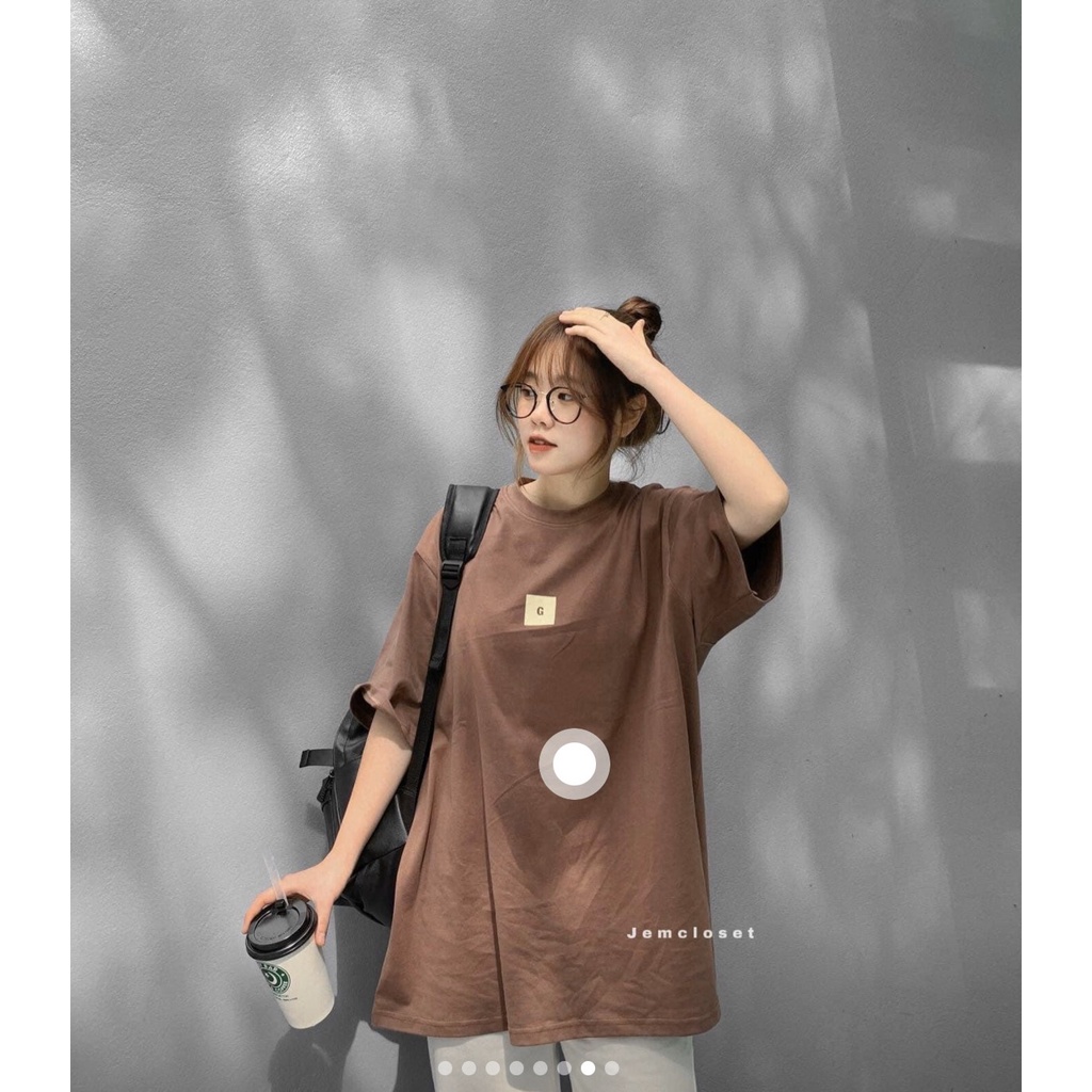 Áo thun nam nữ tay lỡ chữ G phom rộng unisex/ Áo cộc tay 2 màu dáng thụng dấu quần dễ mix đồ_xuongmaythuhien