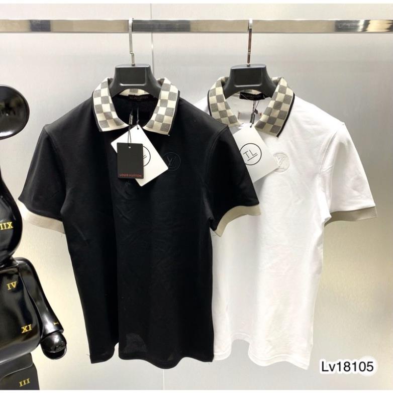 Áo Polo LV Cổ Caro, Tay Viền Trắng Cho Nam - Áo Polo LV Nam Siêu Đẹp
