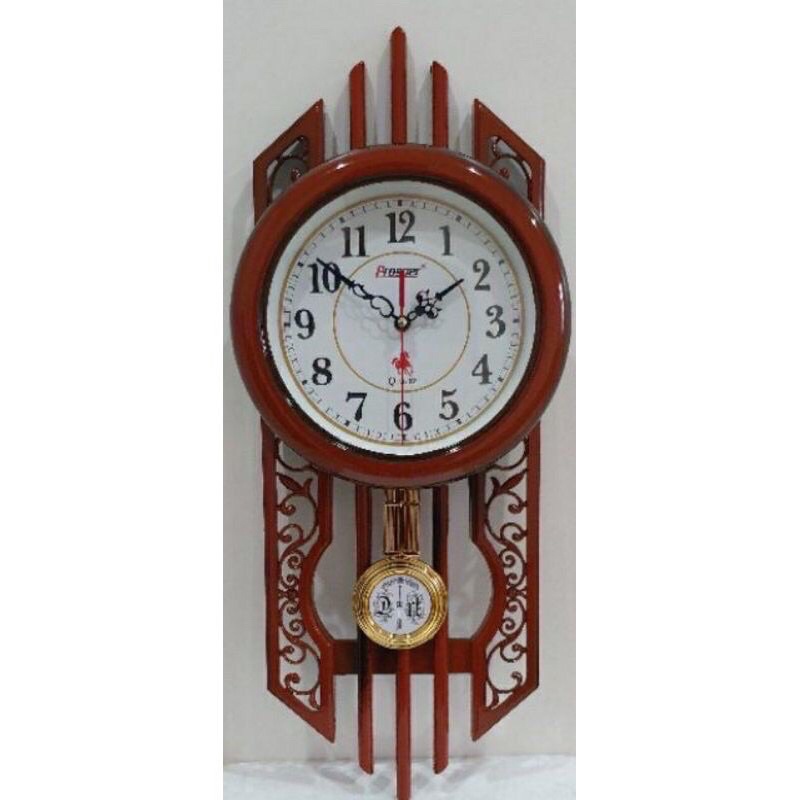 Đồng hồ treo tường giả gỗ có quả lắc BH:12 tháng KT: 67*25*8cm