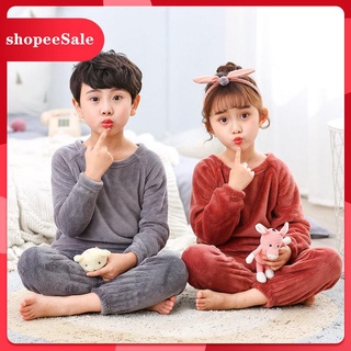 [Hàng Cao Cấp ] Bộ Đồ Ngủ Vải Lông Dày Ấm Áp Thoải Mái Dành Cho Trẻ Em