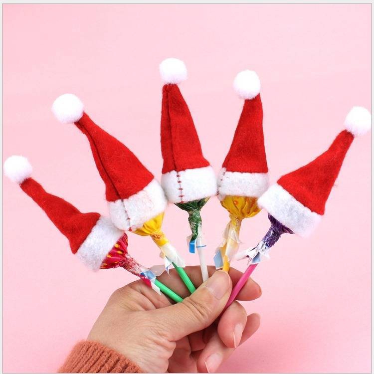 Set 6 Mũ Ông Già Noel Trang Trí Kẹo Mút Dịp Giáng Sinh Cho Nhà Bếp/Tiệc Tùng