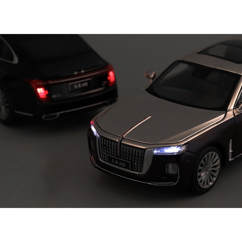 Xe mô hình ô tô HONGQI H9 tỷ lệ 1:32 khung hợp kim mở full cửa capo cốp sau có đèn âm thanh cót chạy đà