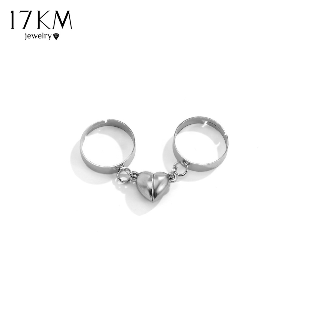 Nhẫn cặp đôi 17KM từ tính hình trái tim thờI trang