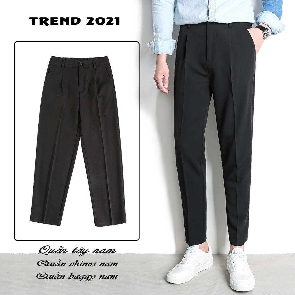 Quần Tây Âu Chinos Nam Dáng Baggy Ống Suông Khoá Cài Phối Chun Sau MENFASHION JOGGER NAM 9000063C10