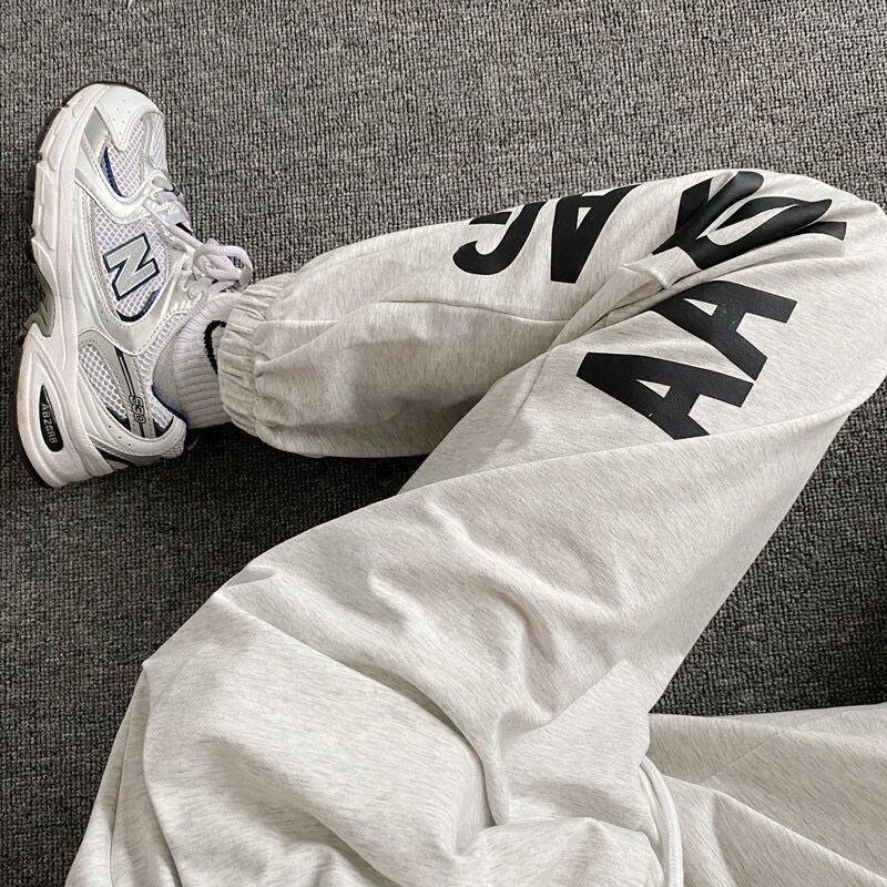 Quần Thể Thao Ống Rộng Lưng Thun Rút Dây Phong Cách Hip Hop Cho Nữ