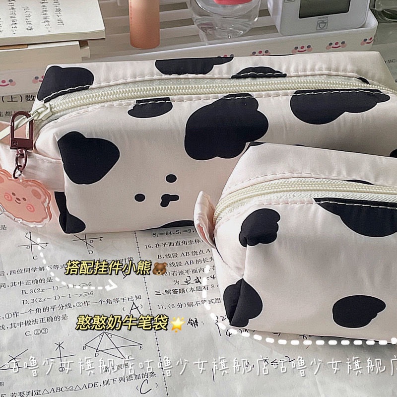 ✾Yuanchuang Cow Bear Series ins wind simple pencil case cute girl large capacity student stationery box storage bag