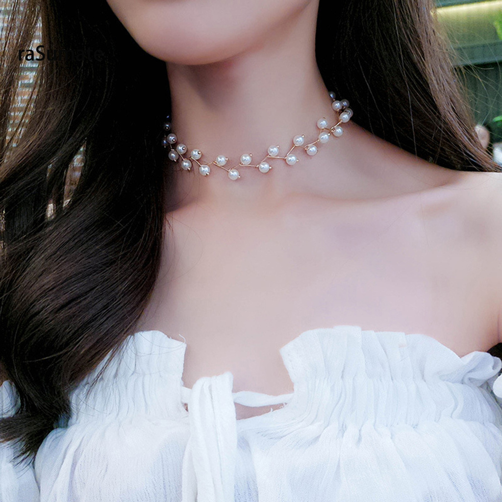 Vòng Cổ Choker Đính Ngọc Trai Nhân Tạo Thời Trang Dự Tiệc Cho Nữ