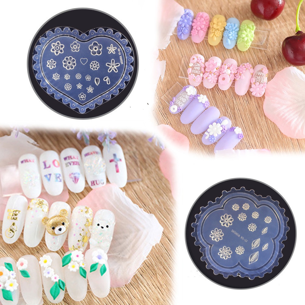 Khuôn silicone tạo hình hoa lá làm phụ kiện trang trí móng tay nghệ thuật DIY tiện lợi