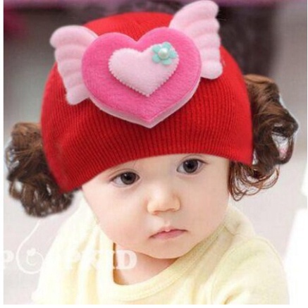mũ len kèm búi TÓC GIẢ cho bé gái từ 0-2 tuổi - Duonghieu6789